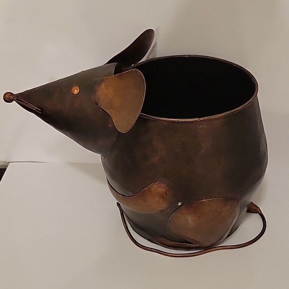 unbranded Other - Rustic one of a kind handmade hammered metal Mouse Rat Bucket Planter Decor